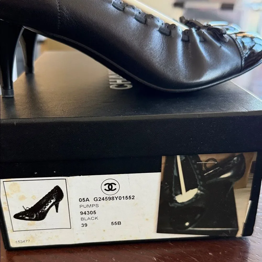 CHANEL Black Patent Leather Heels